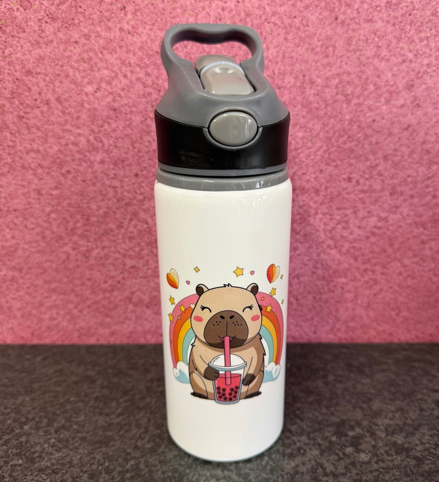 Capybara, Straw Lid, Flip Top, Water Bottle, Personalised