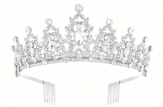 Diamanté Tiara, Silver Colour, Heavy, Metal, Wedding, Birthday, Prom
