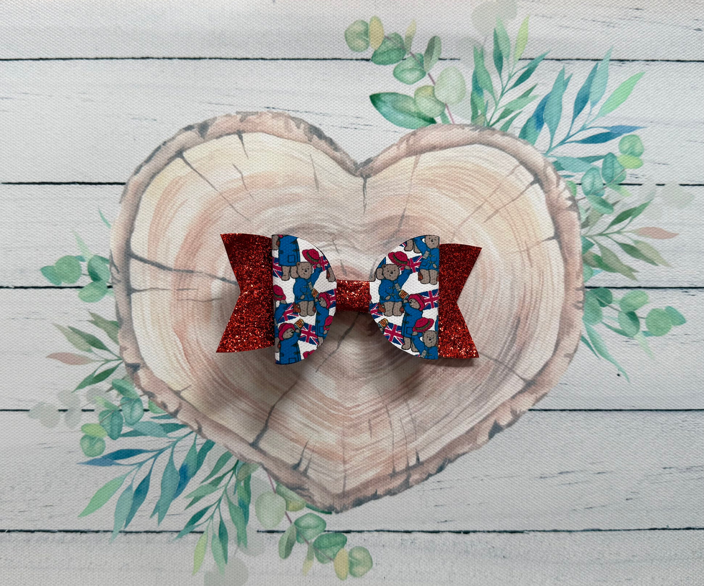 Handmade Paddington Bear Hairbow, Hair, Bow, Clip