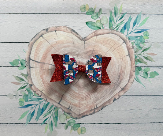 Handmade Paddington Bear Hairbow, Hair, Bow, Clip