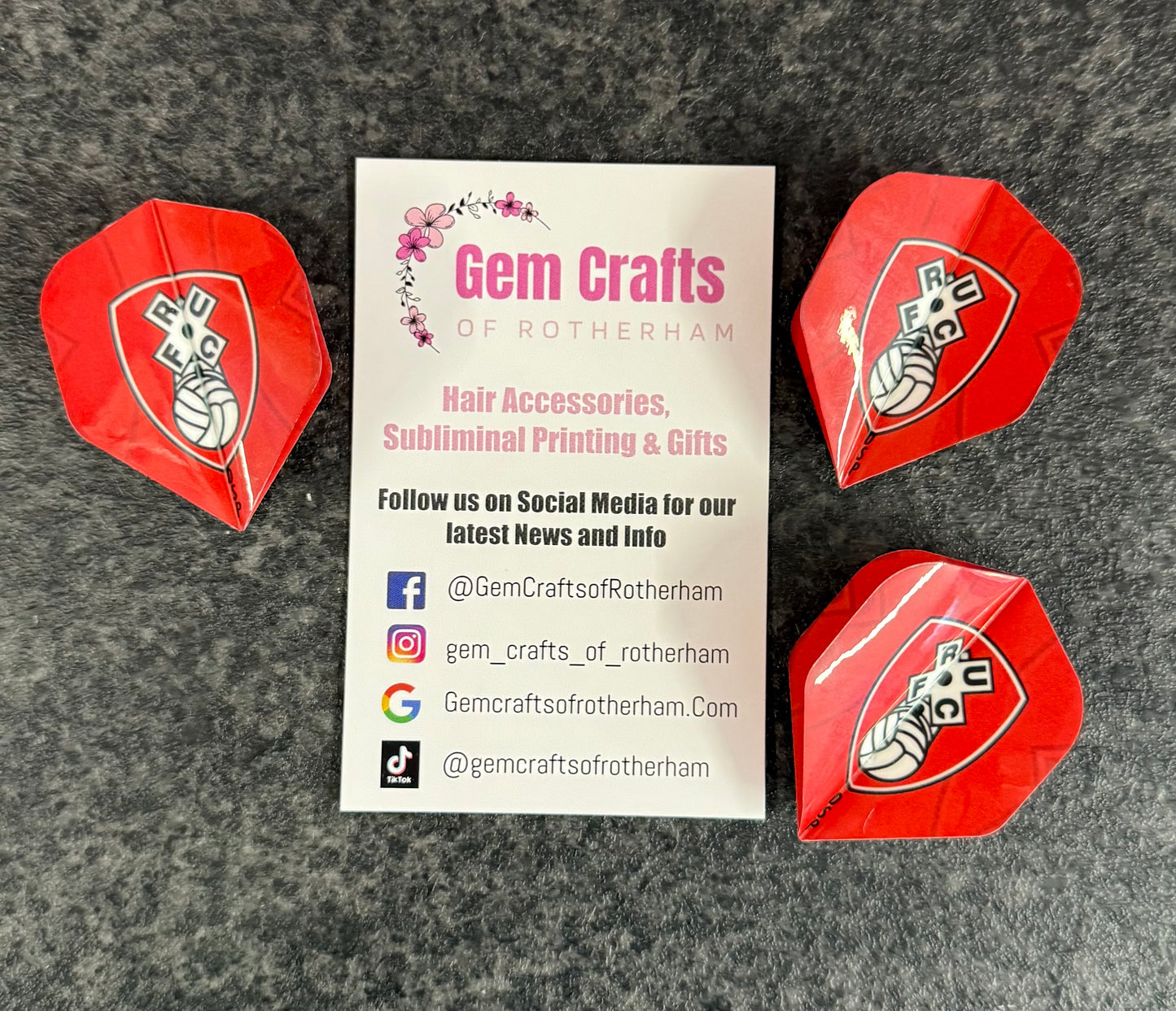 Dart Flyts, Dart Flights, Set of 3, Football, Rotherham, RUFC