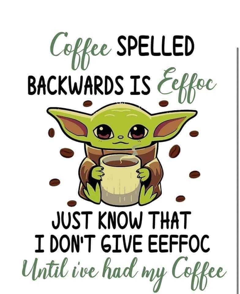 Coffee Spelled Backwards, Coaster, Cushion, Water Bottle, Keyring, Travel Mug, Yoda