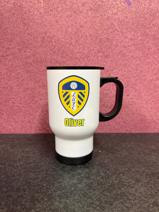 Leeds, Travel Mug, Thermos, Football, Personalised