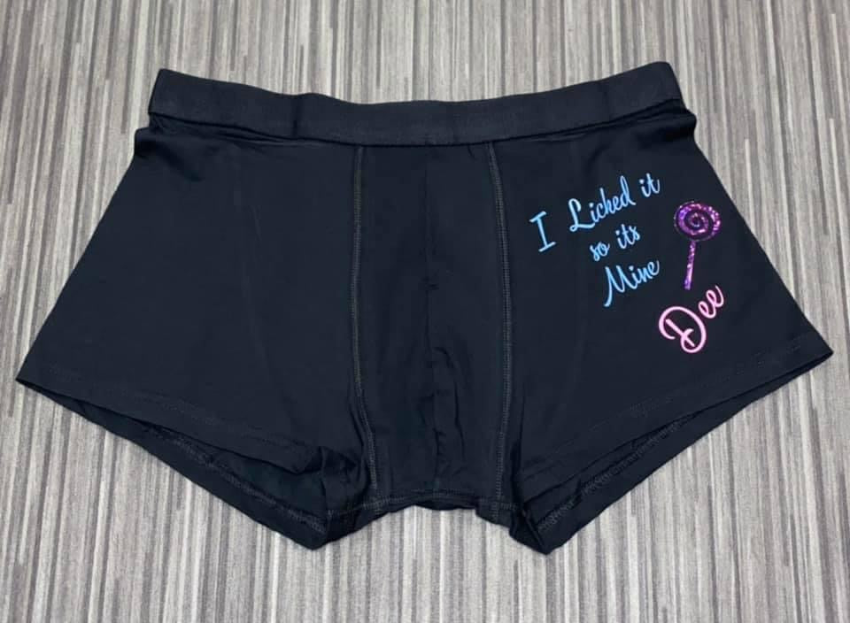 Boxer Shorts, I Licked it so it’s Mine, Personalised Novelty Adult Shorts, Valentines, Gifts