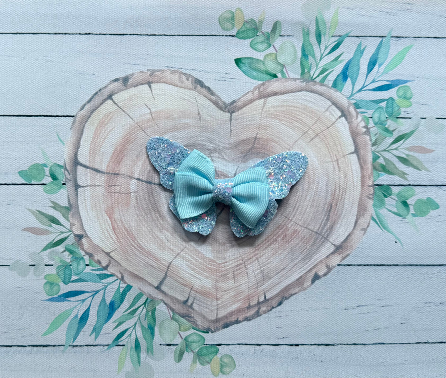 Handmade Blue Butterfly Hairbow, Hair, Bow, Clip