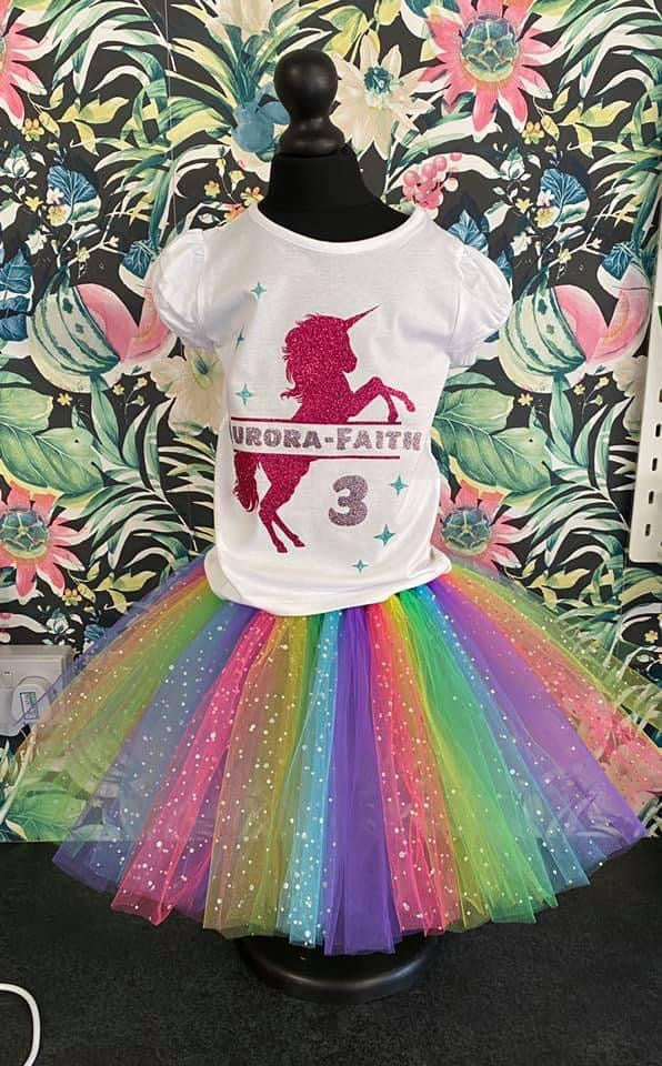 Custom Made Tutu & T-Shirt, Ages 1 - 10 Years, Lots of Designs and Colours