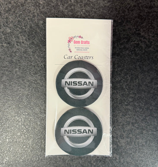 Nissan, Silver, Car Coasters, Car Decoration, Set of 2