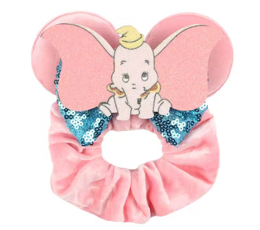 Mouse Ear Velvet Scrunchie, Dumbo, Elephant