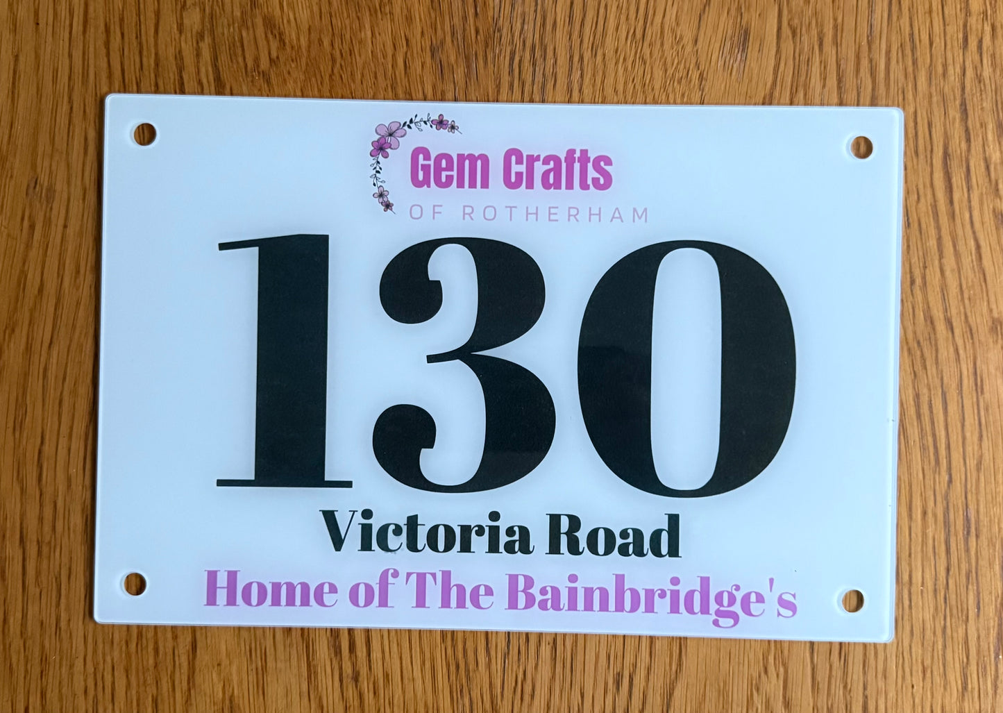 Personalised House Sign, House Number Glass Business Plaque, Door Sign, Door Number, Door Plate with Standoff Fixtures