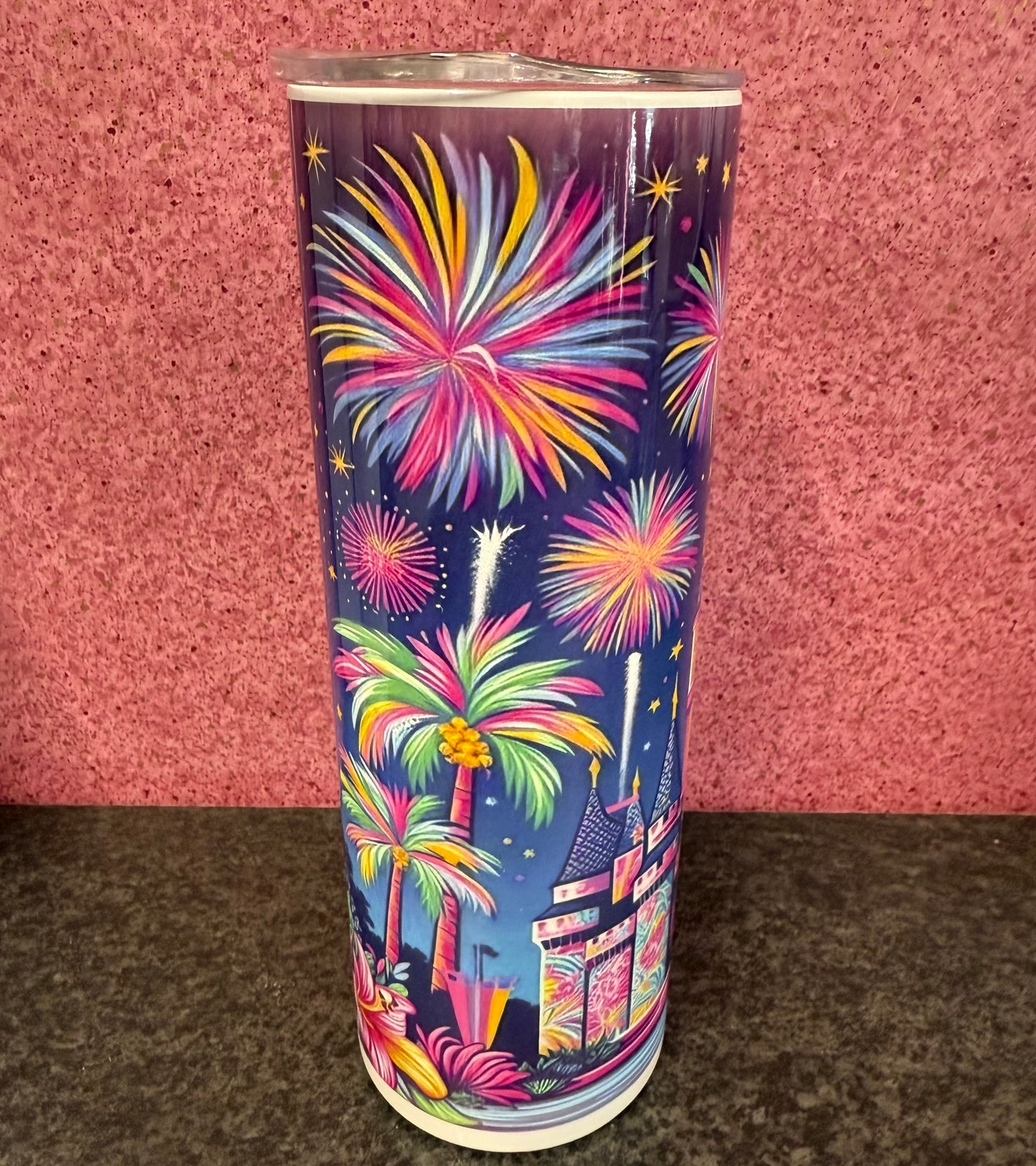 Castle, Fireworks, 20oz Tumbler, Insulated, Stainless Steel, Hot & Cold use, Personalised