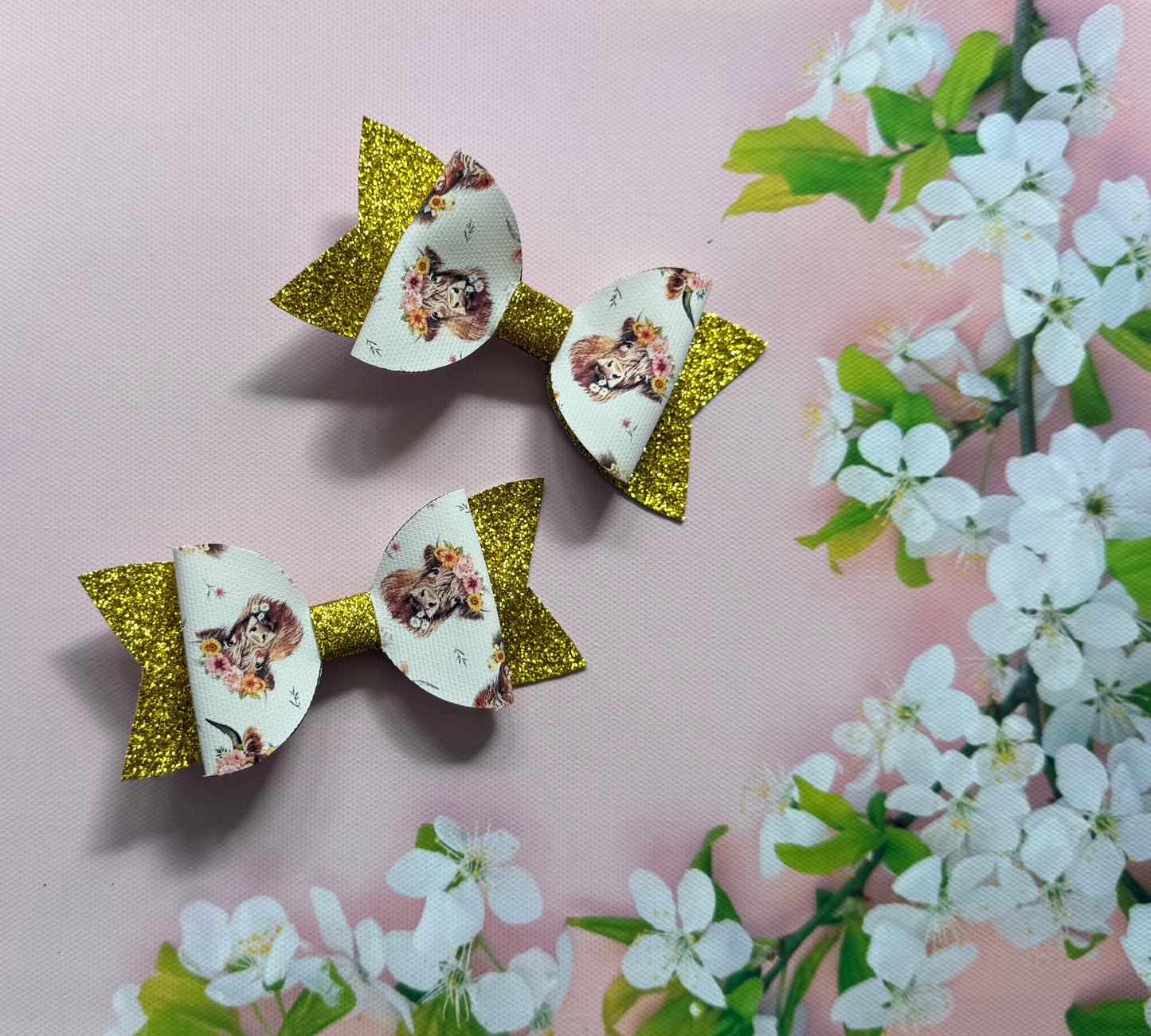 Handmade Highland Cow Hairbow, Hair, Bow, Clip