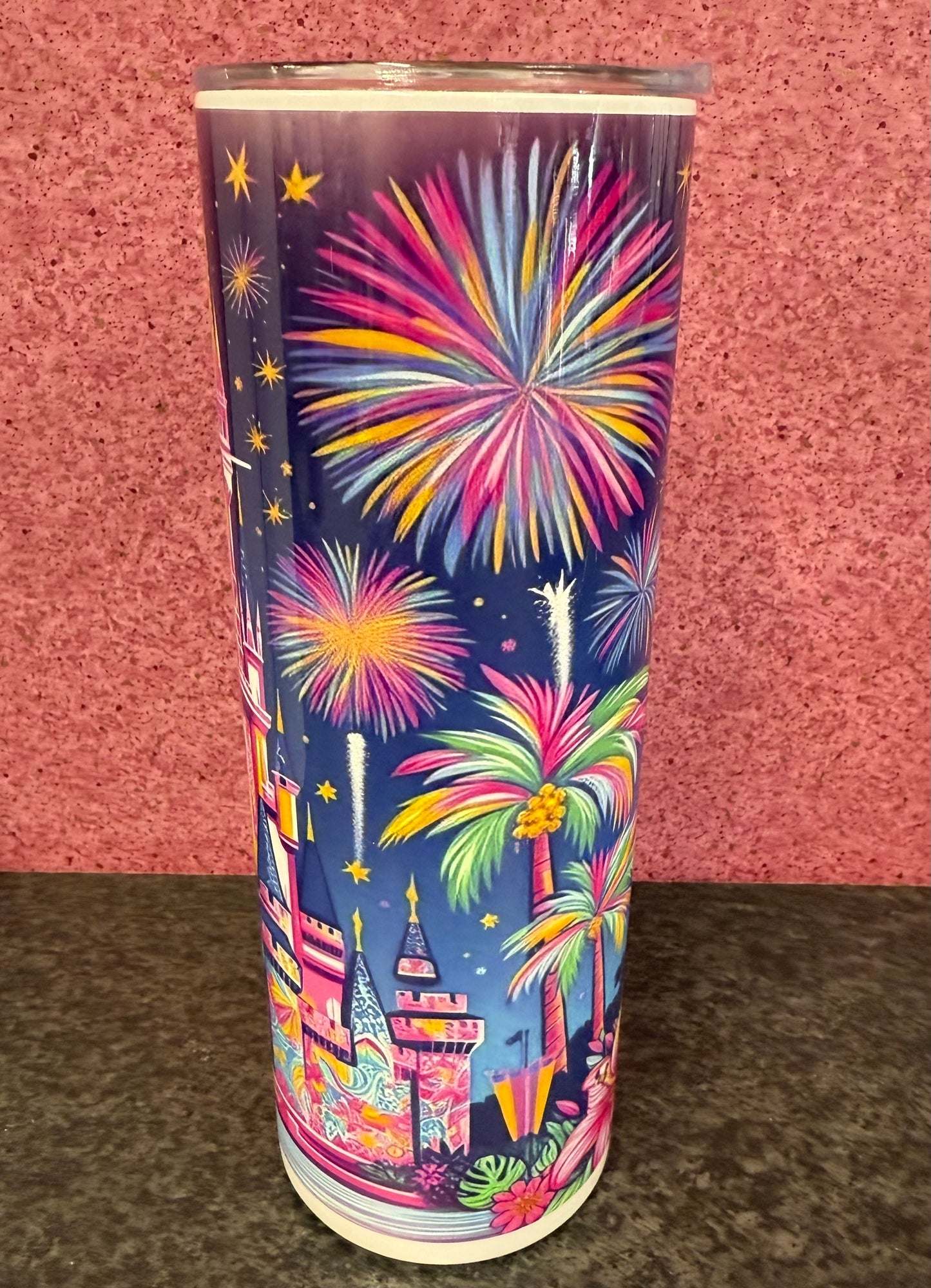 Castle, Fireworks, 20oz Tumbler, Insulated, Stainless Steel, Hot & Cold use, Personalised