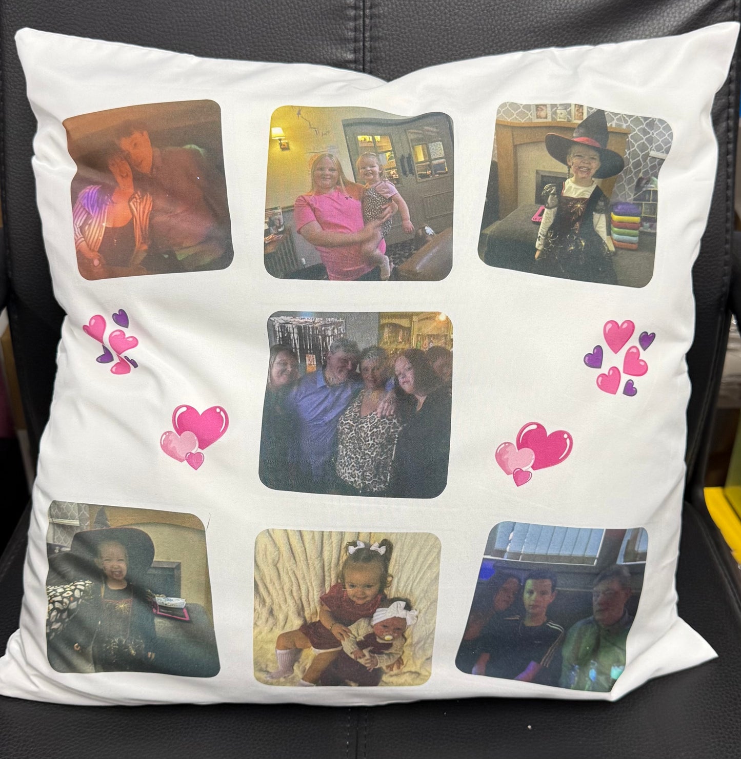Photo Personalised Message Cushion, 7 Photos, Birthday, Gift, Memorial