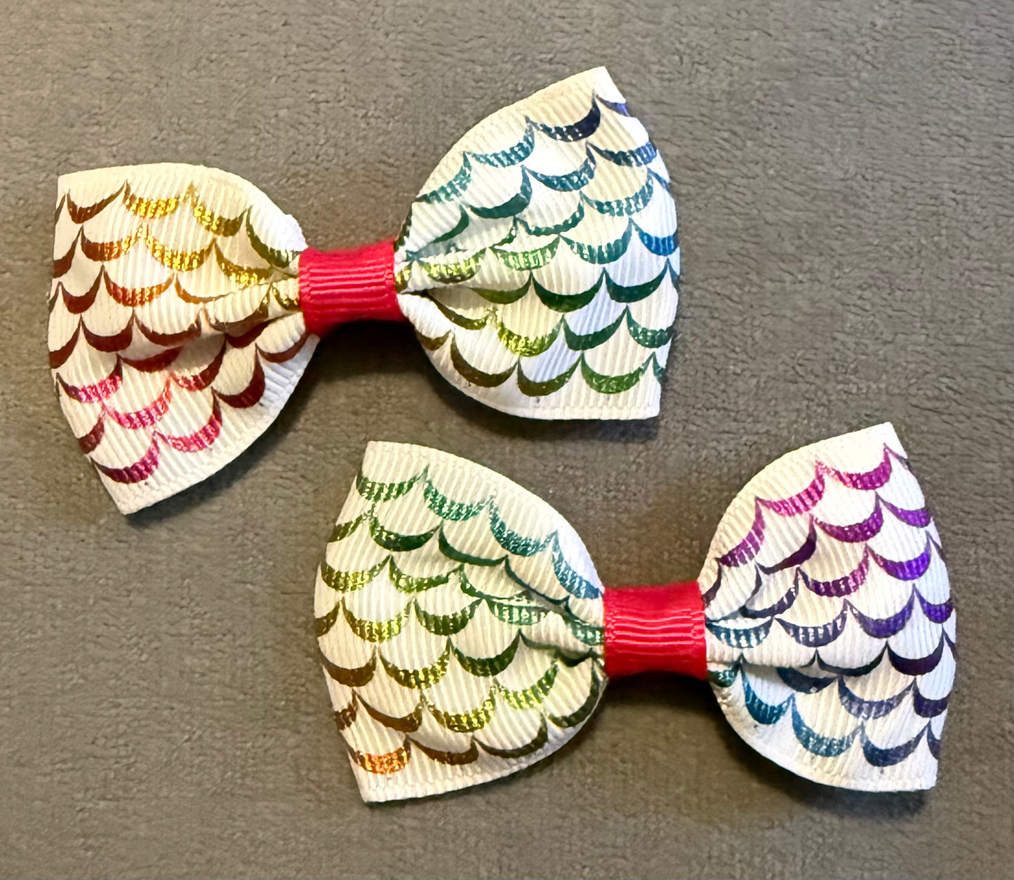 Mermaid Scales Bows, Ribbon Hairbows, Hair, Bow, School, Hair Clip