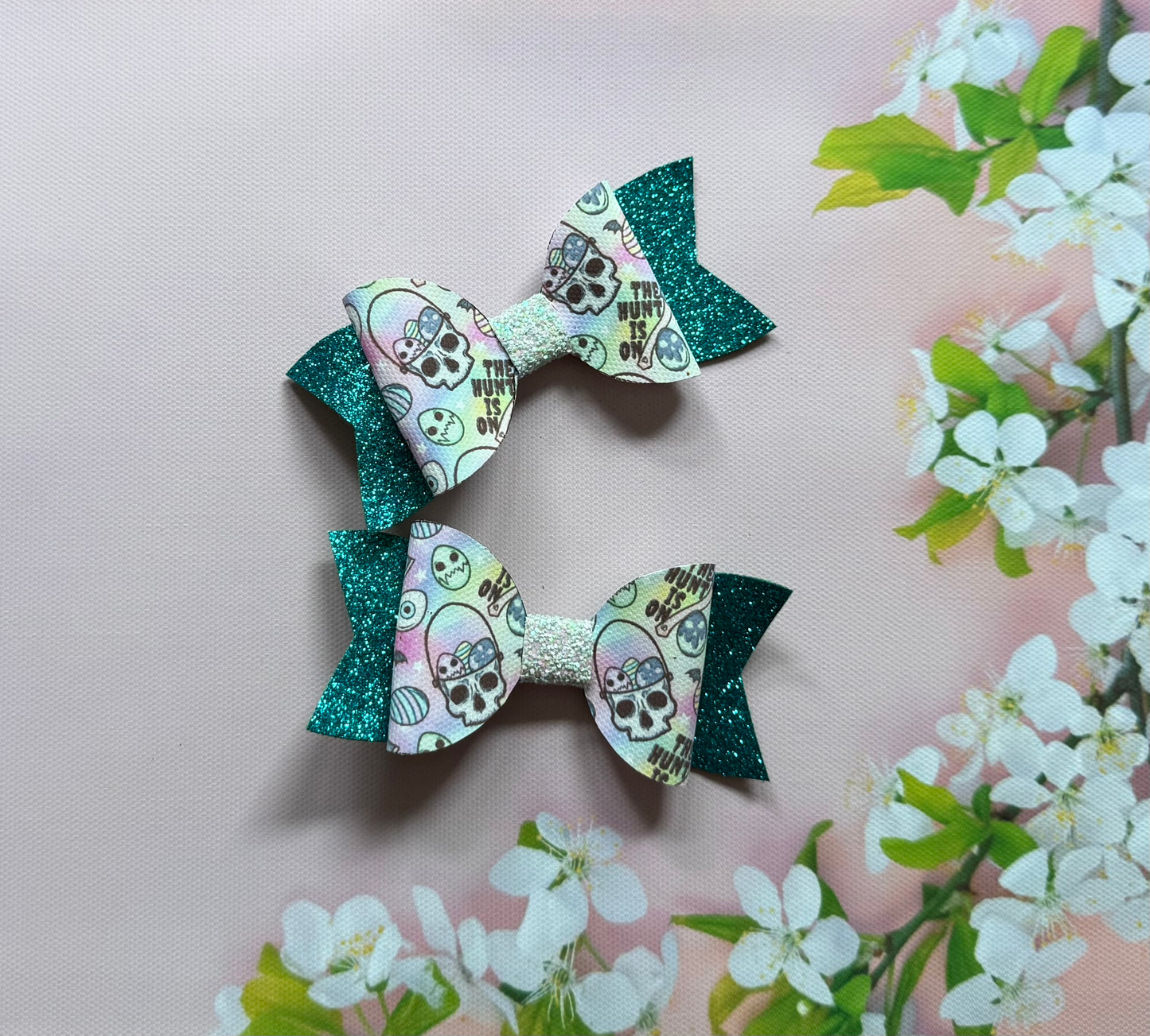 Handmade Halloween Hairbow, Skull, Hair, Bow, Clip
