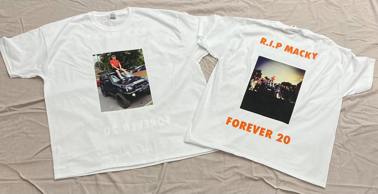Funeral, White Personalised T-Shirt - Size S - 5XL, White T-Shirt, Tee, Your Design, Funeral, Memorial, Remembrance