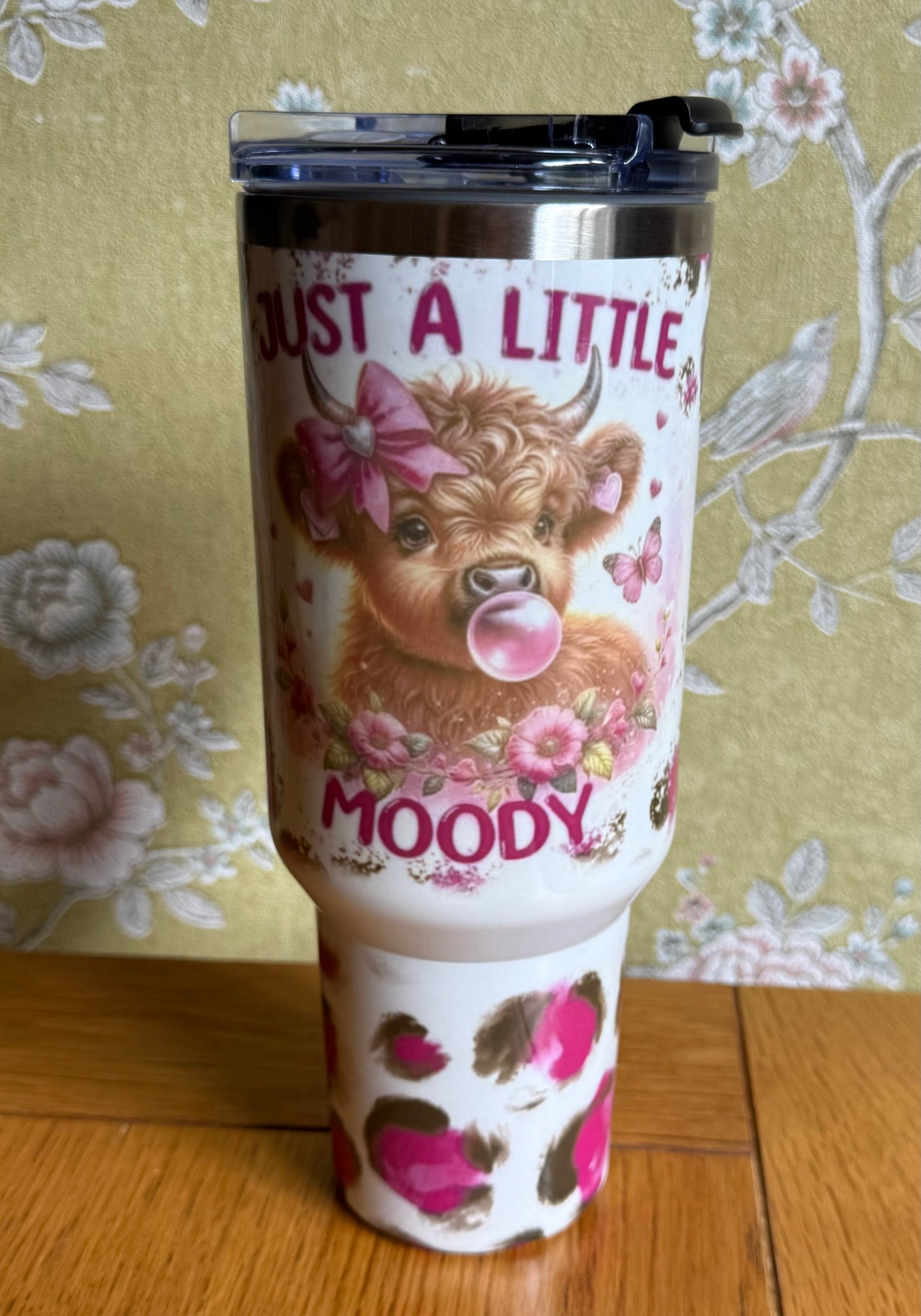 Moody, Cow, 40oz Tumbler, 1.1 Litre, Insulated, Stainless Steel, Hot & Cold use, Personalised