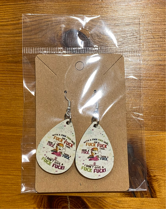 Handmade Earrings, Funny, Rude, Fuck