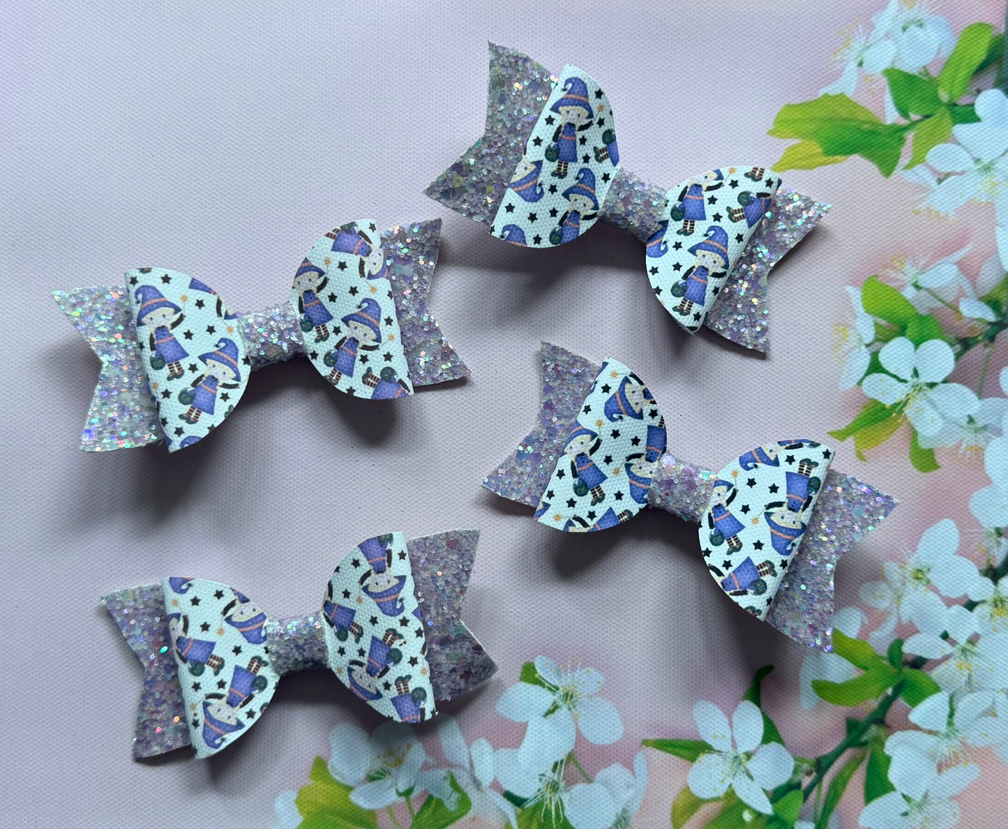 Handmade Halloween Hairbow, Purple Witches, Hair, Bow, Clip