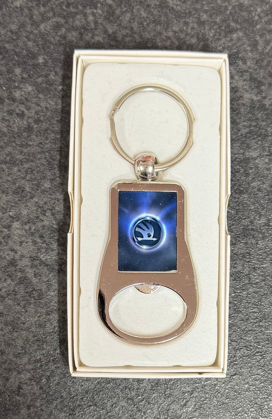 Skoda, Blue, Metal Bottle Opener Keyring, Key Ring