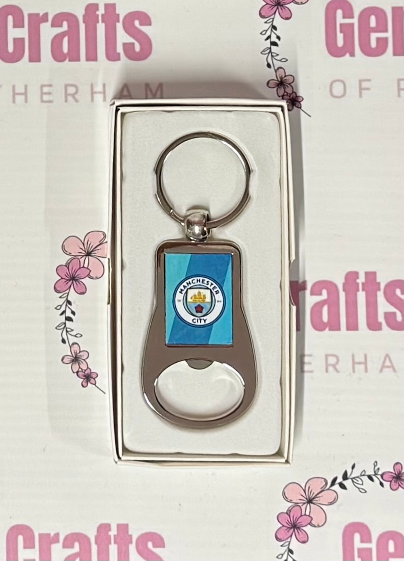 Manchester City Football, Metal Bottle Opener Keyring, Key Ring