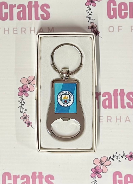 Manchester City Football, Metal Bottle Opener Keyring, Key Ring