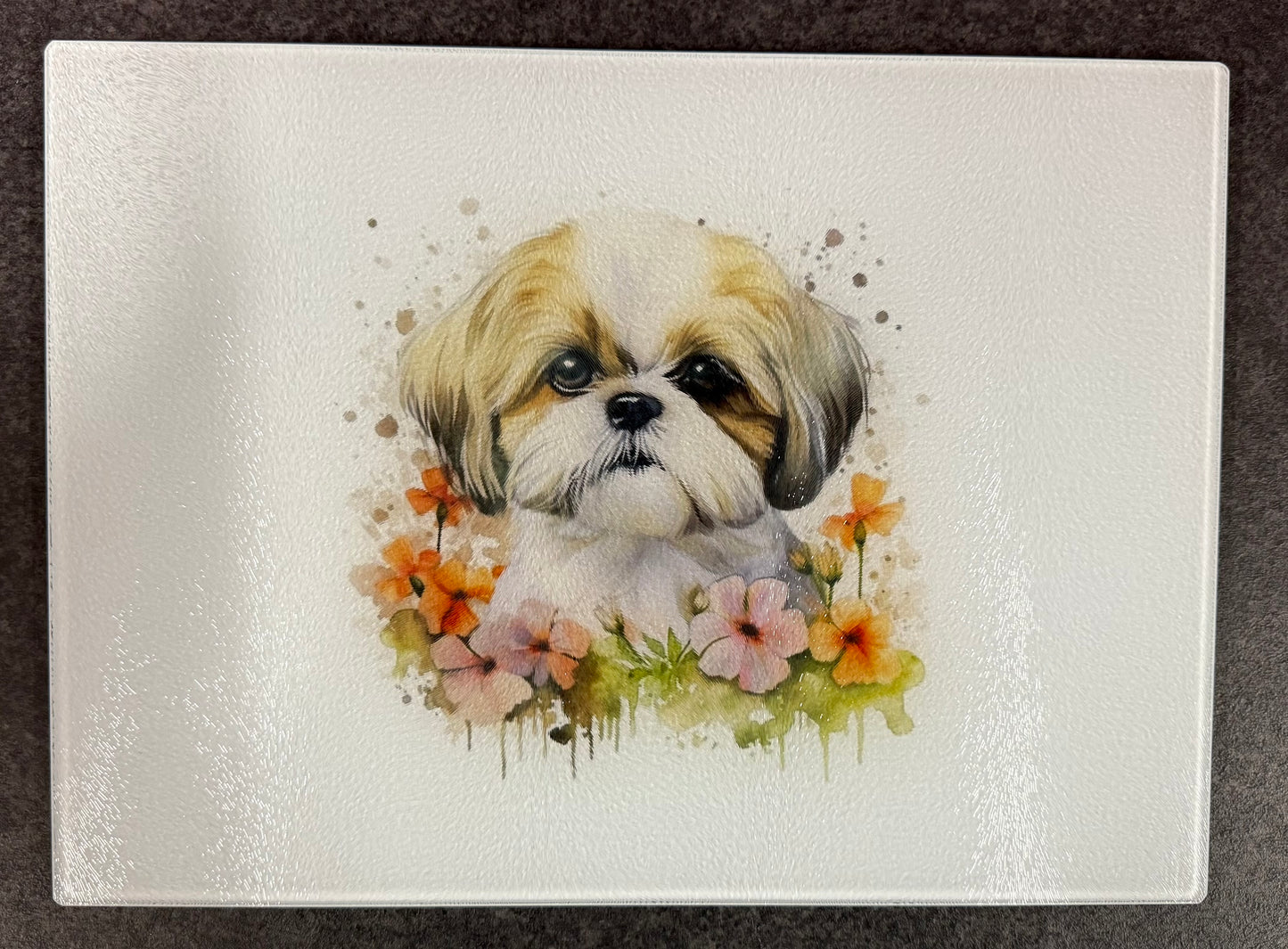 Large Glass Chopping Board, Shih Tzu, Dog, Sublimation, Worktop Saver