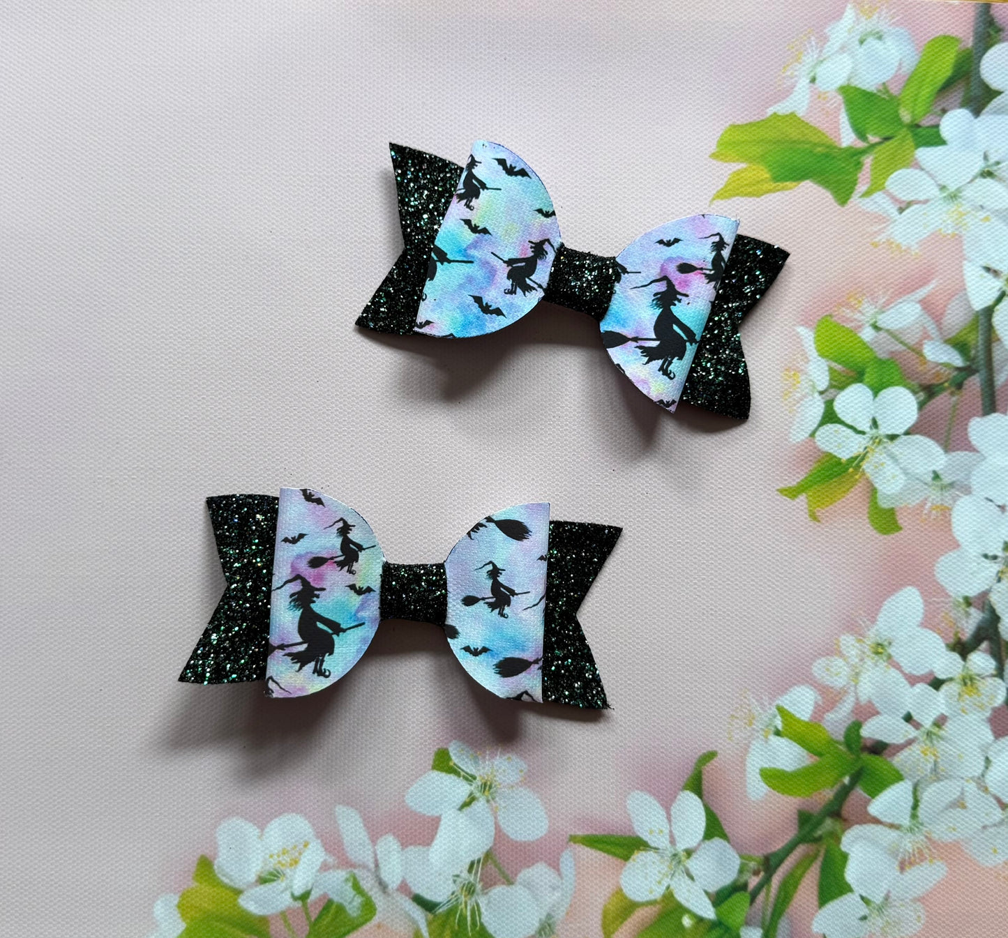 Handmade Halloween Hairbow, Witches, Hair, Bow, Clip, Black