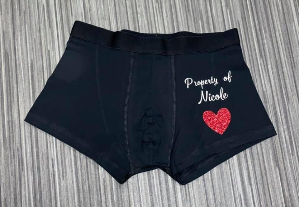 Boxer Shorts, Property Of…… Personalised Novelty Adult Shorts, Valentines, Gifts