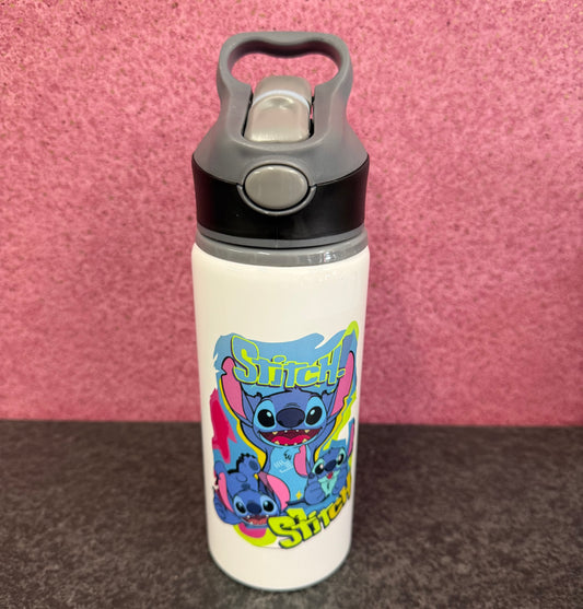 Stitch, Straw Lid, Flip Top, Water Bottle, Personalised