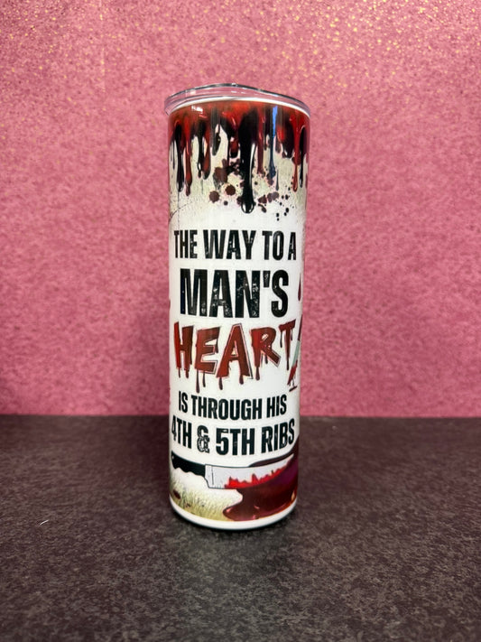 The way to a man’s Heart, Halloween, 20oz Tumbler, Insulated, Stainless Steel, Hot & Cold use, Personalised