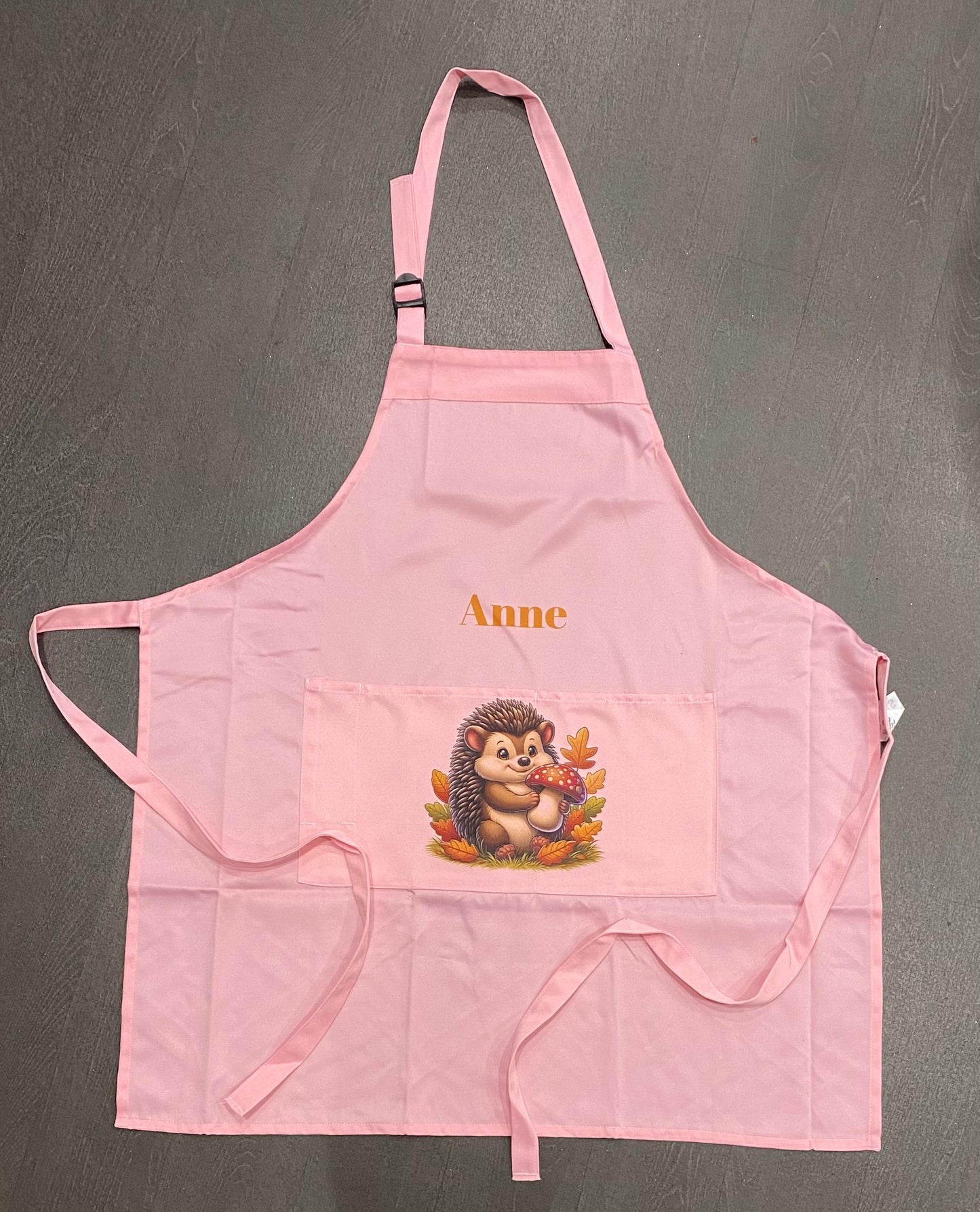 Adult Apron, Hedgehog, Cooking, Baking, Personalised, Unisex, Mens, Women’s, Pink, White or Beige