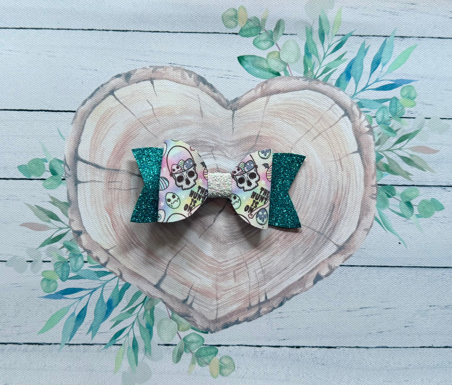 Handmade Halloween Hairbow, Skull, Hair, Bow, Clip