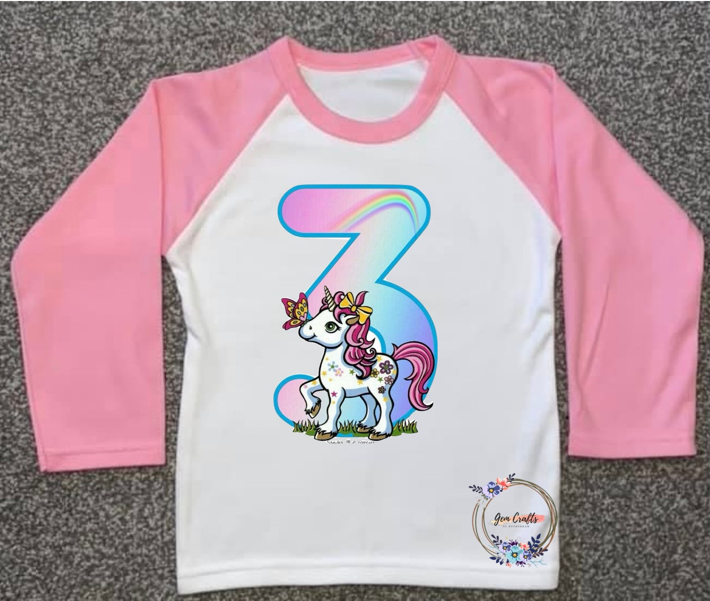 Kids Personalised Unicorn PJs - Plain Pink - Birthday, Ages 6 Months - 10 Years