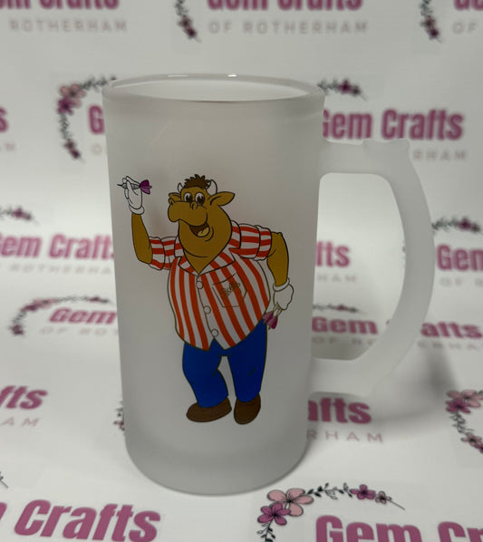 Bully, Bullseye, Frosted Glass Stein, 16oz Glass, 450ml, Cold Use, Perfect Gift, Personalised