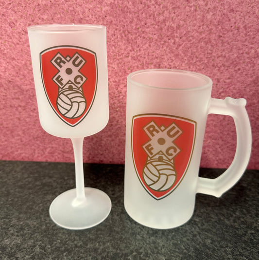 Rotherham United, Stein & Goblet Set, Frosted Glass, Personalised, Glass, Football