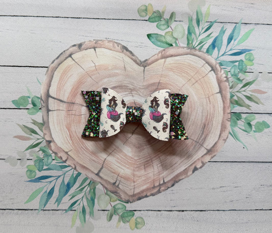 Handmade Halloween Hairbow, Mermaid Witch, Hair, Bow, Clip
