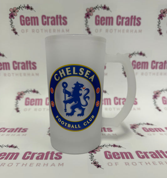 Chelsea Frosted Glass Stein, 16oz Glass, 450ml, Cold Use, Perfect Gift, Personalised