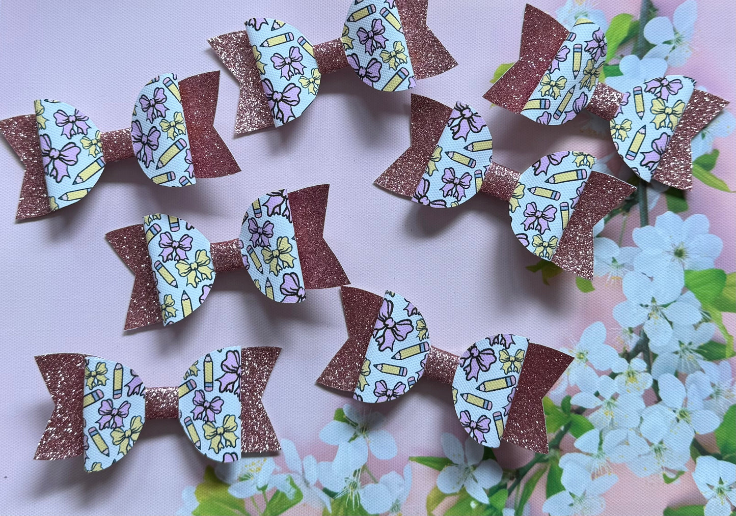 Handmade School Hairbow, Pencil, Hair, Bow, Clip
