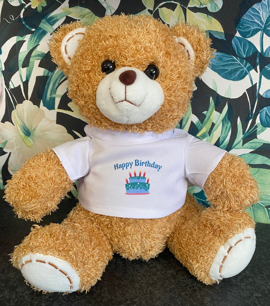 Teddy Bear, T-Shirt Bear, Personalised Soft Toy, Birthday, Anniversary, Announcement