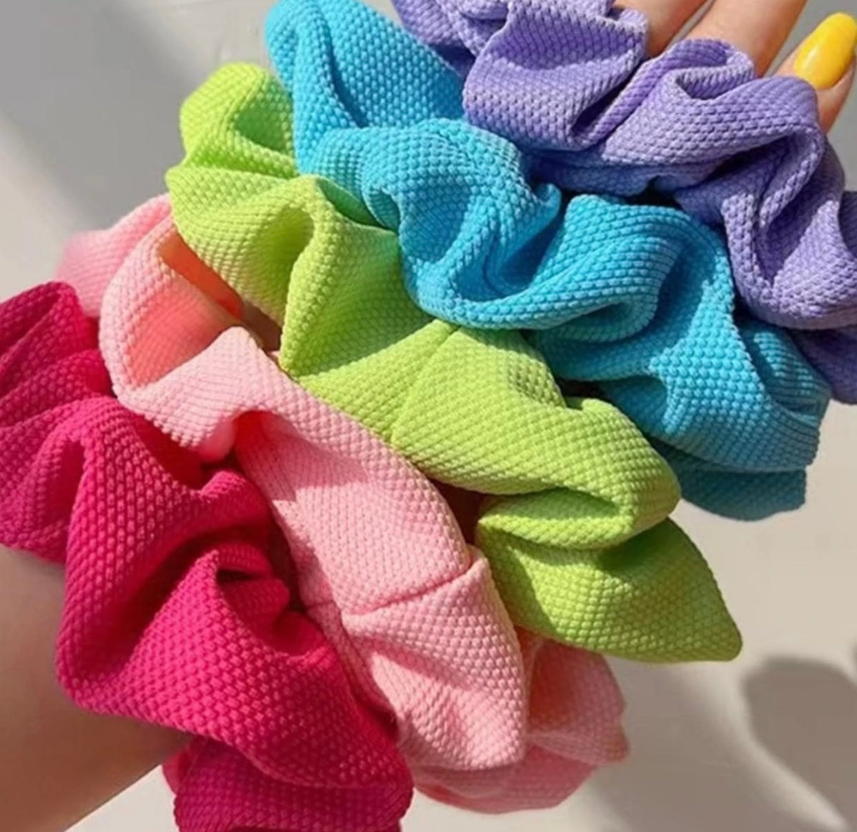 Coloured Waffle Scrunchies - Choice of 5 Colours