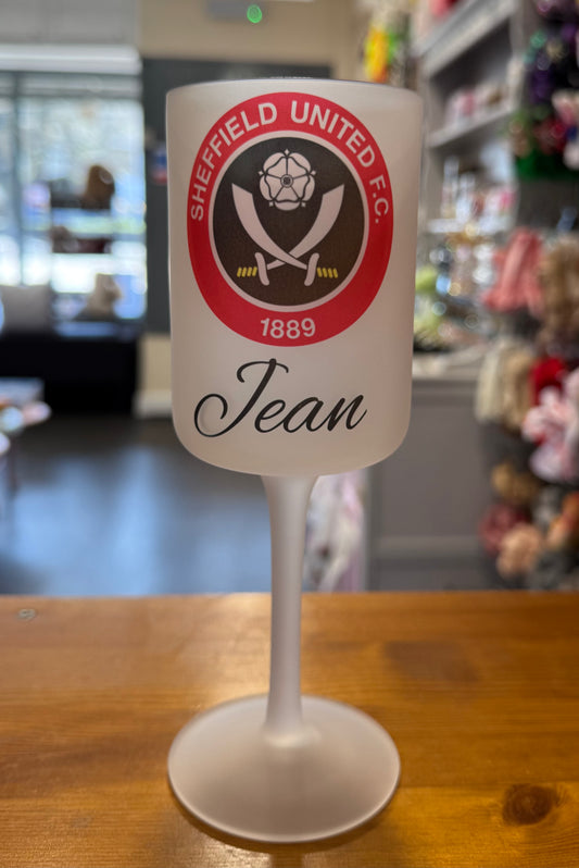 Sheffield United, Wine Goblet Glass, Personalised