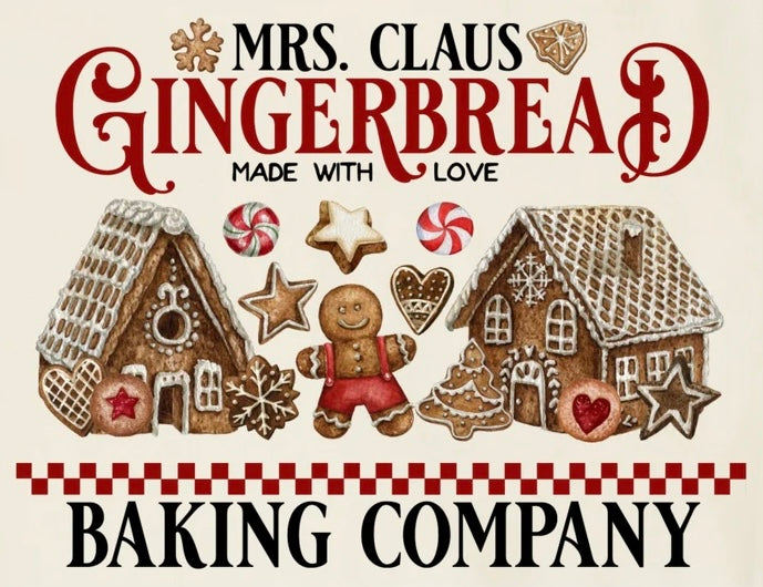 Christmas Glass Chopping Board, Mrs Claus, Worktop Saver, Gingerbread