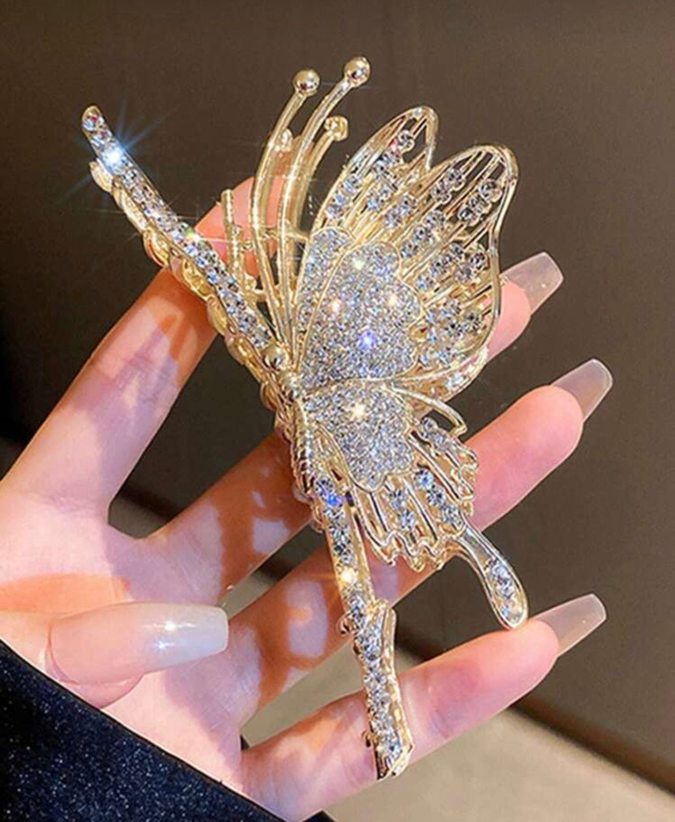 Butterfly Diamanté Large Claw Clip, Heavy, Metal, Wedding, Birthday, Prom, Fashion