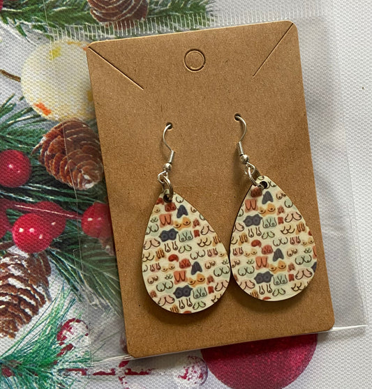 Handmade Earrings, Funny, Rude, Boobs