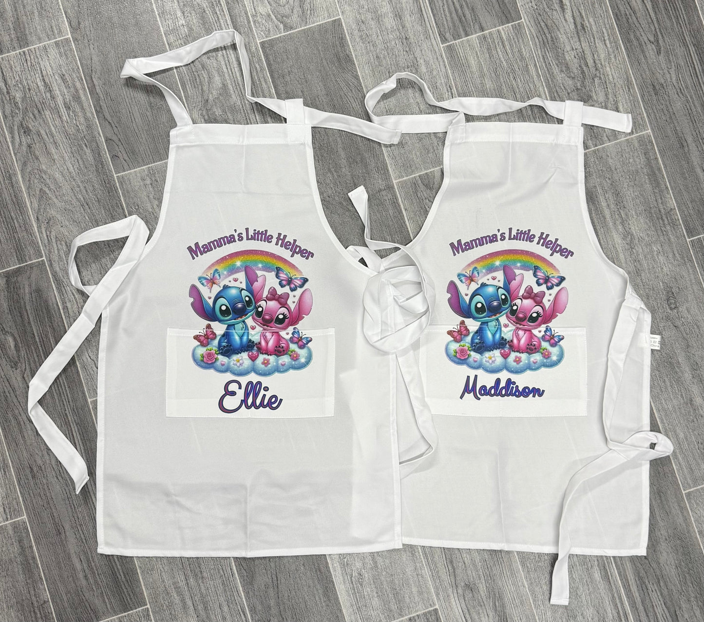 Personalised Child’s Apron White Pinny, Cooking, Baking, Personalised, Unisex, Kids, Stitch & Angel