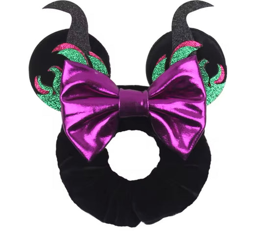 Mouse Ear Velvet Scrunchie, Maleficent, Villian