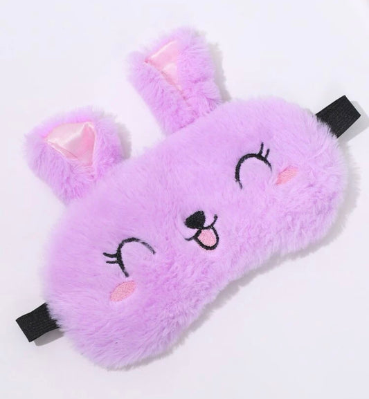 Fluffy Purple Rabbit Eye Mask, Sleep Mask, Blackout, Adult, Teen, Child