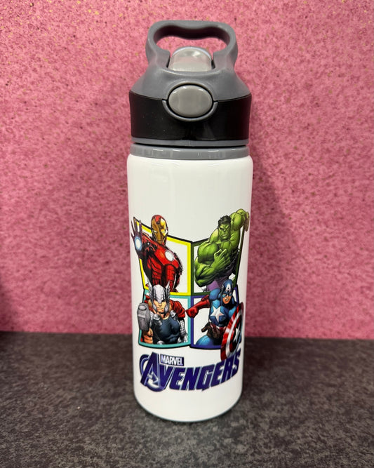 Avengers, Straw Lid, Flip Top, Water Bottle, Personalised