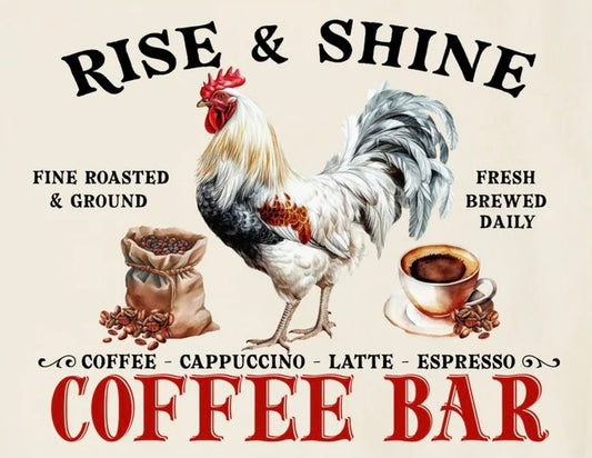 Rise & Shine, Kitchen Glass Chopping Board, Worktop Saver, Coffee Bar